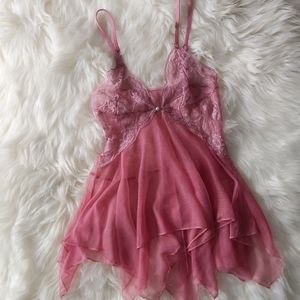 Lacey Babydoll Nighty Pink Lingerie Nightgown